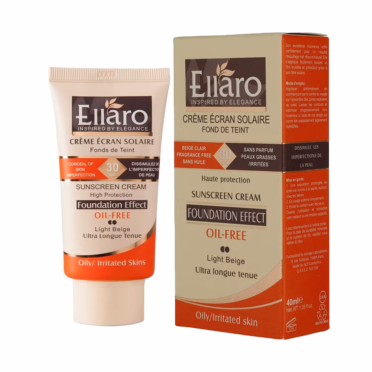 کرم ضد آفتاب فاقد چربی SPF30 کرم پودری مات الارو مناسب پوست چرب و جوش دار حجم 40 میلی لیتر