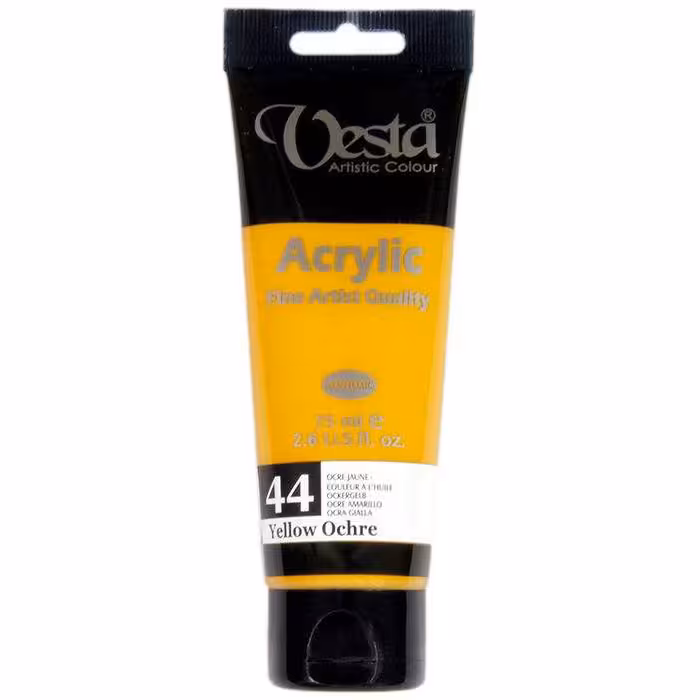 رنگ اکریلیک وستا زرد اخرایی مدل 44 حجم 75میلی لیتر Yellow Ochre