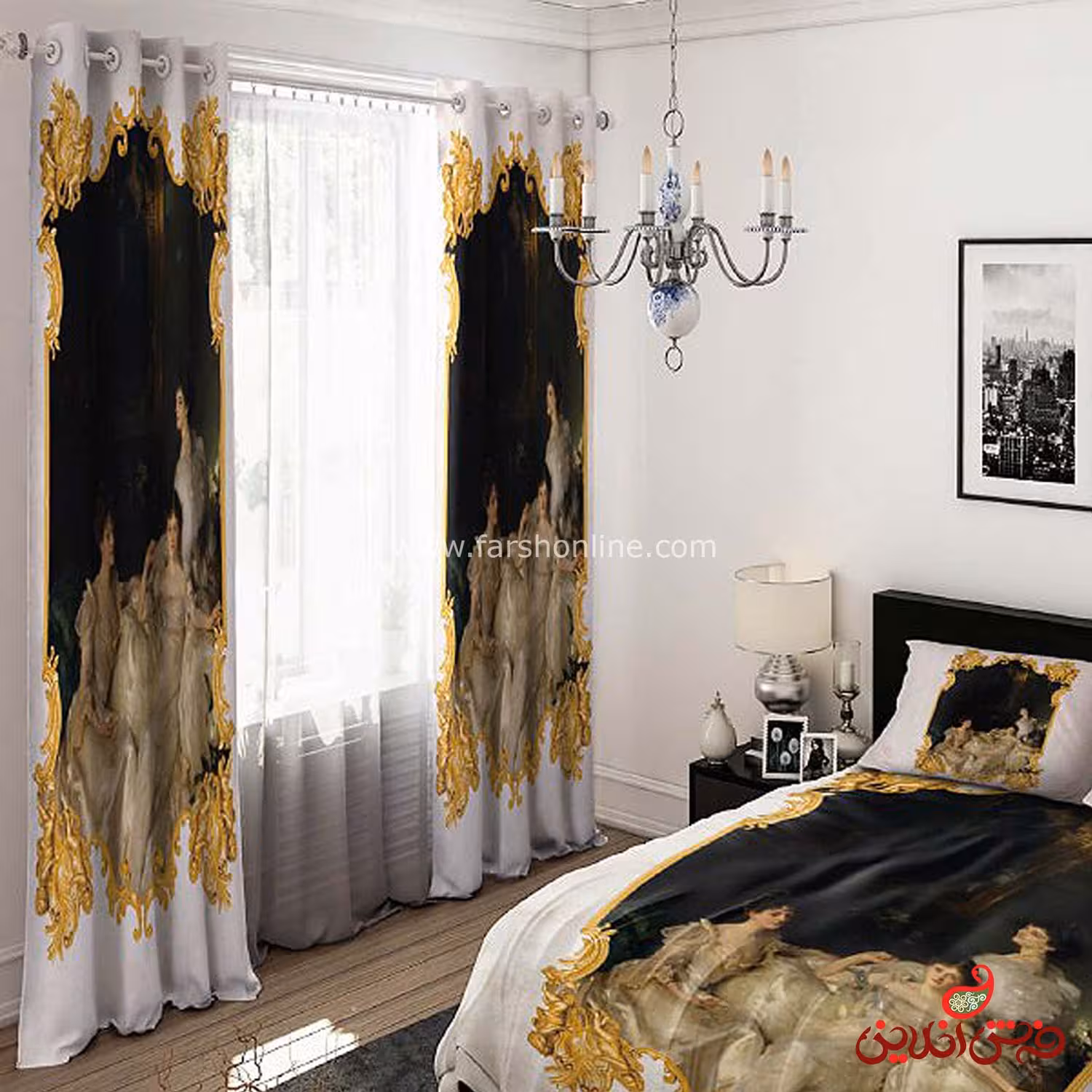 پرده 2 عددی کد 15291/1 طرح نقاشی کلاسیک فرانسوی