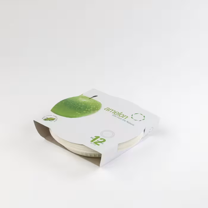 بشقاب یکبار مصرف آملون مدل 20x12x3 سه بسته 12 عددی