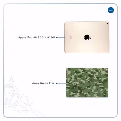 برچسب پوششی ماهوت مدل Army-Green-Pixel مناسب برای تبلت اپل iPad Air 2 2014 A1567