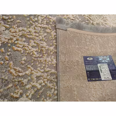 فرش ماشینی زمرد مشهد طرح پتینه مدل AN013 زمینه نقره ای