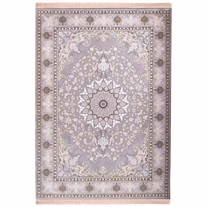 فرش ماشینی زمرد مشهد مدل پرهام زمینه دودی