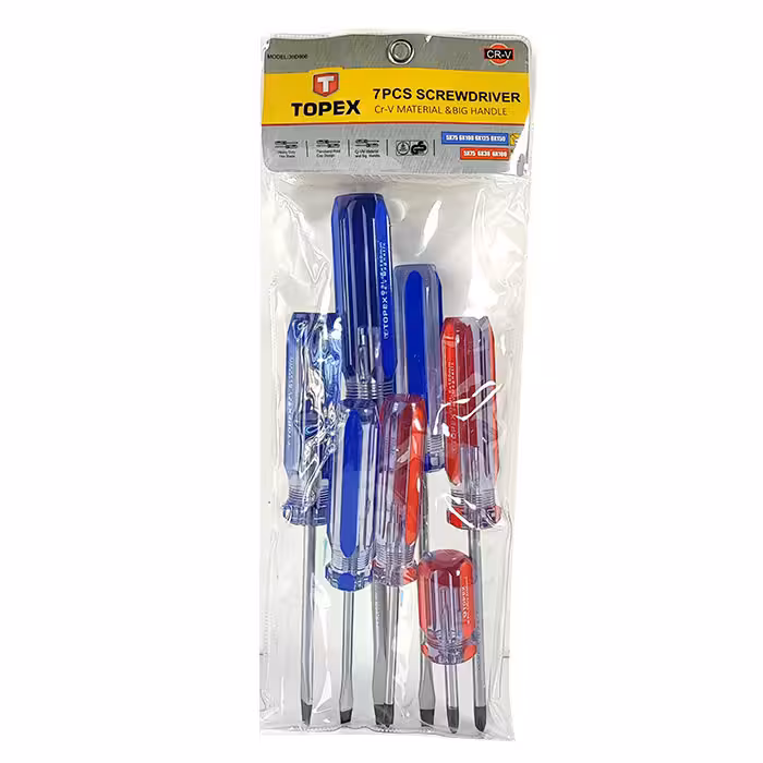 پیچ گوشتی کیفی 7 عددی دسته کریستال برند تاپکس