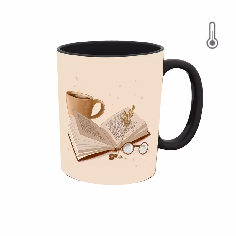 خرید ماگ-لیوان حرارتی  گرافیکی کتاب و قهوه