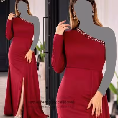 پیراهن مهمانی زنانه کرپ کش مدل ماکسی مجلسی رامونا
