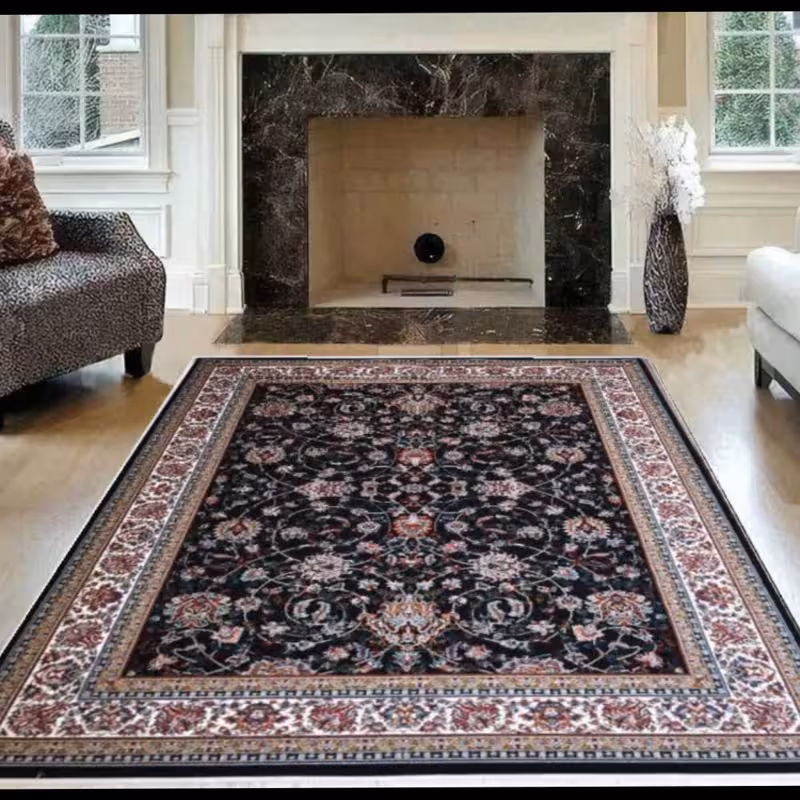 فرش ماشینی 6متری کاشان نقشه افشان سرمه ایی (ارسال رایگان)