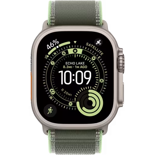 اپل واچ اولترا نسل 3 تیتانیومی نچرال با بند ترایل گرین نئون