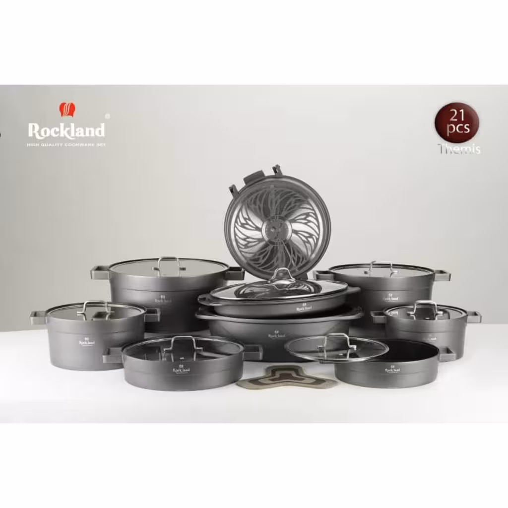 سرویس پخت و پز راکلند 21 پارچه مدل تمیس رنگ طوسی