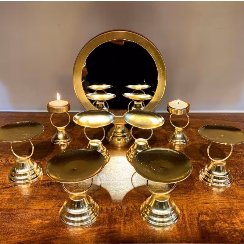 هفت سین طلایی فلزی جمع و جور 