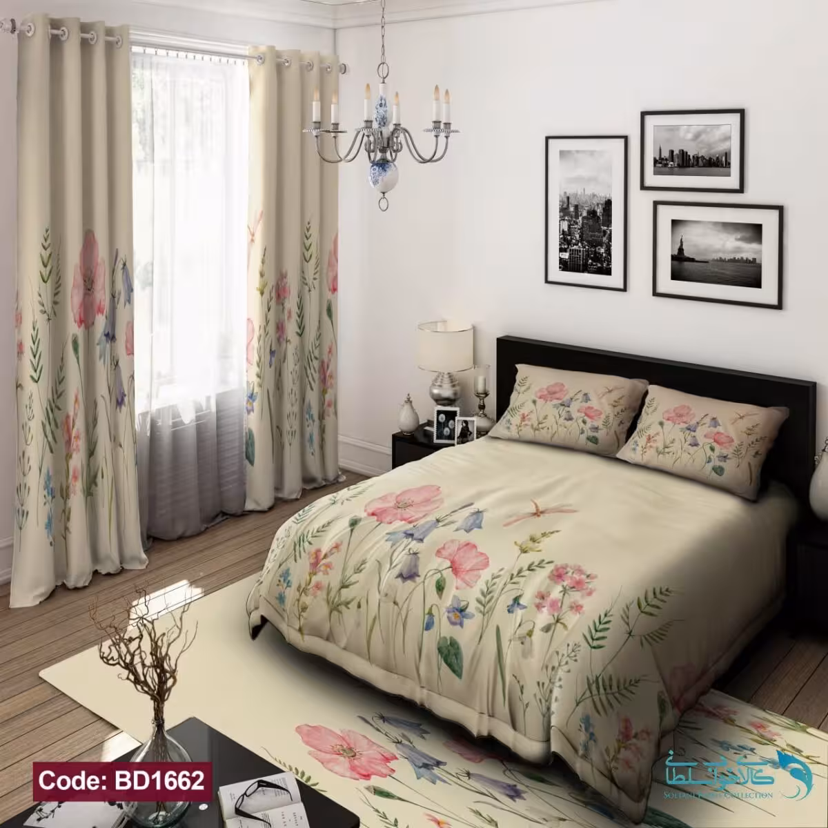 روتختی طرح باغ گل های رنگی دونفره کد BD1662