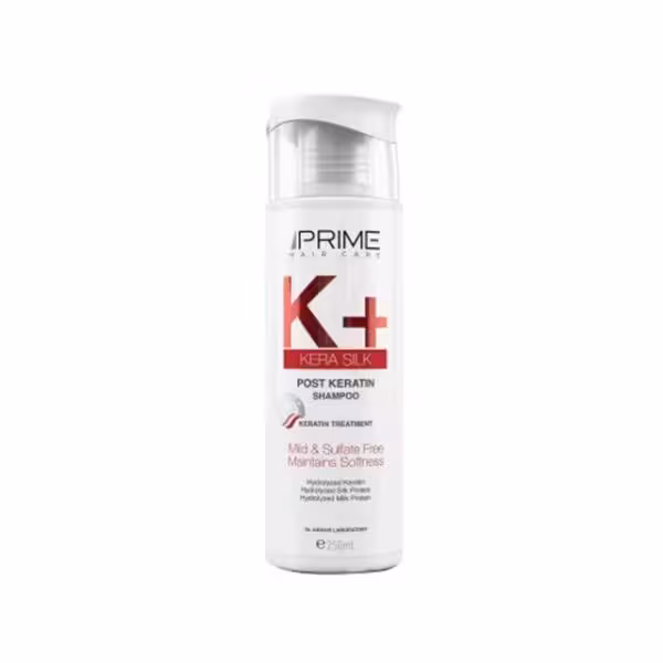 شامپو فاقد سولفات پرایم مدل  K مناسب موهای کراتینه شده حجم 250 میلی لیتر