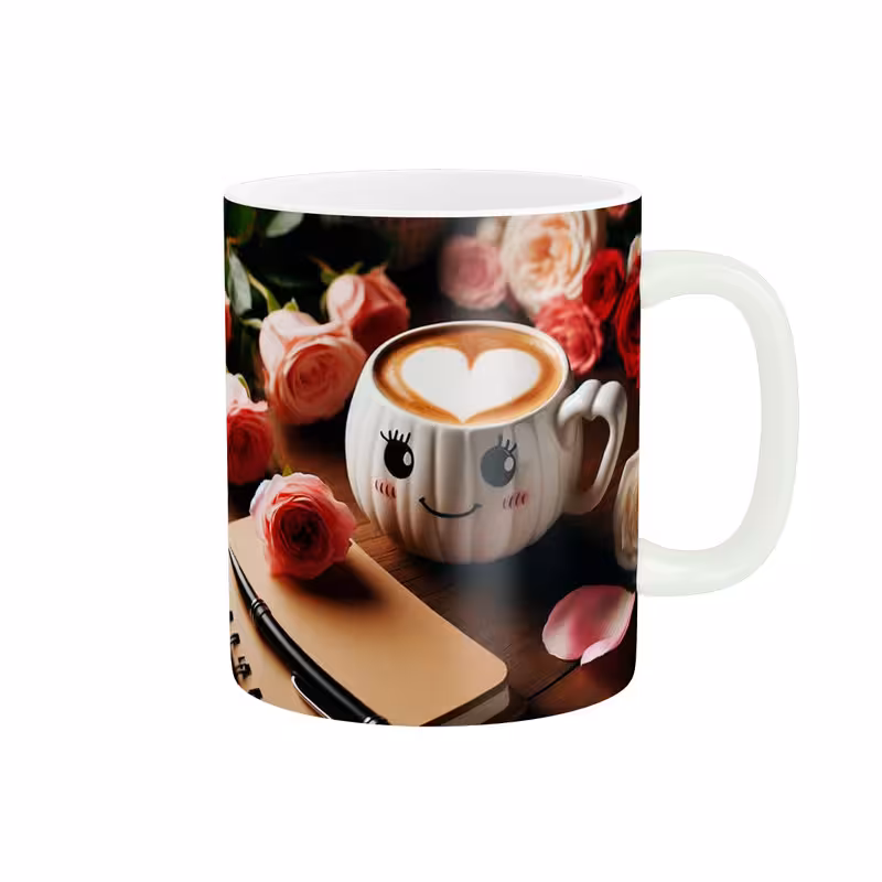 خرید ماگ-لیوان   فنجون قهوه و گل رز کد 922