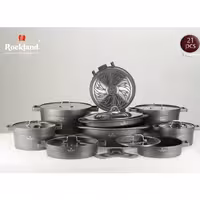 سرویس قابلمه راکلند تمیس سری جدید آلمانی درجه یک 21پارچه با تابه مرغ و ماهی(طوسی) پس کرایه