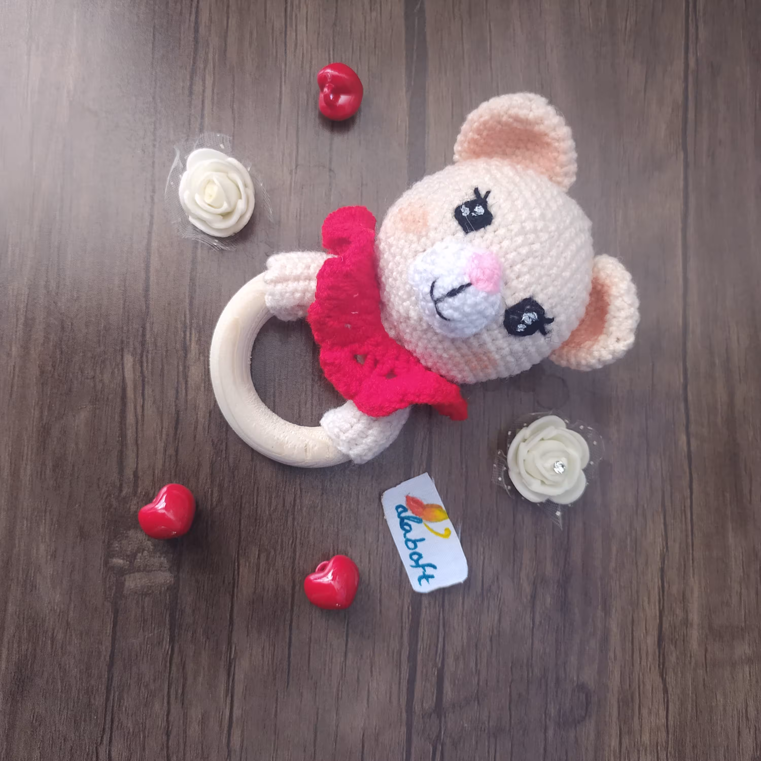 عروسک بافتنی جغجغه خرسی