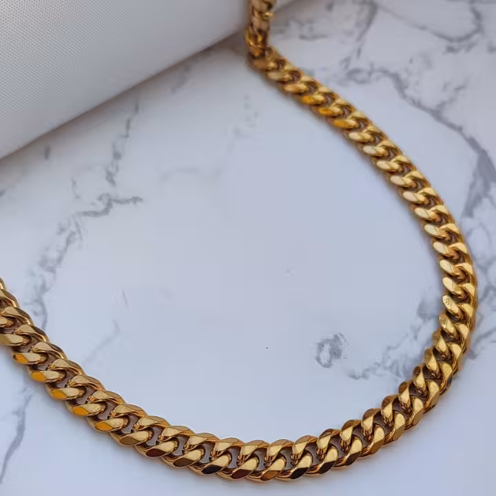 زنجیر استیل طلایی مردانه 6 میل 60 سانتی