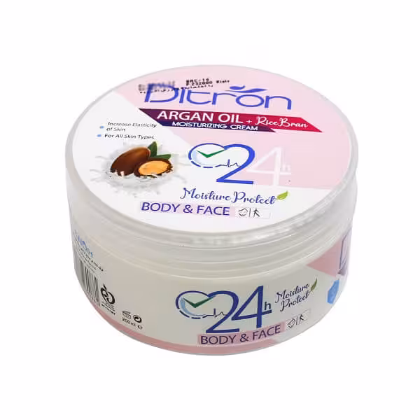 کرم مرطوب کننده دیترون مدل کاسه‌ای حاوی روغن آرگان و سبوس برنج حجم 200 میلی لیتر