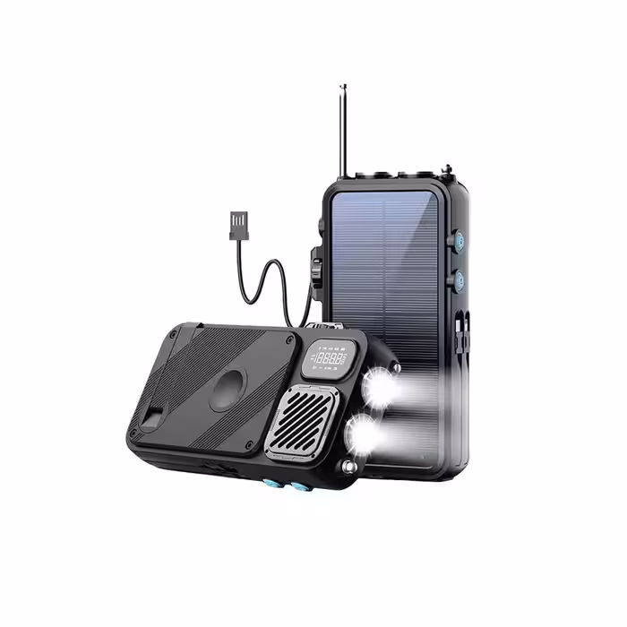 پاوربانک خورشیدی 16000 و اسپیکر بلوتوث و رادیو پاورولوژی Powerology Solar Power Bank with FM Radio