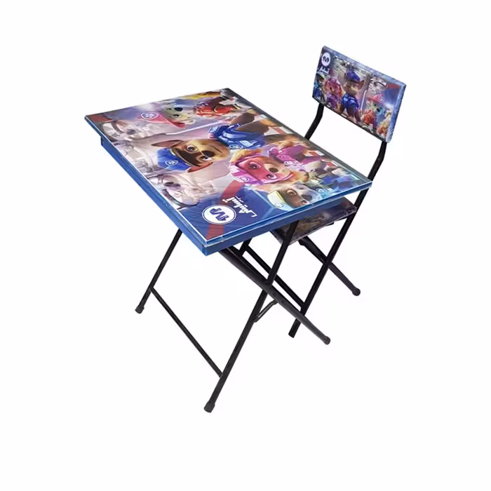 ست میز تحریر و صندلی آسایش مدل تاشو باکسدار طرح سگ های نگهبان