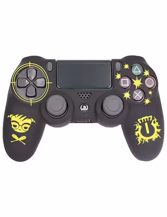 روکش محافظ دسته PS4 لیزری مشکی زرد طرح دوکائبی