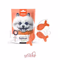 تشویقی سگ ونپی طعم سالمون مدل salmon fish shape bites وزن 100 گرم