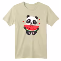 تی شرت آستین کوتاه بچگانه مدل پاندا هندوانه یلدایی کد 2 رنگ کرم