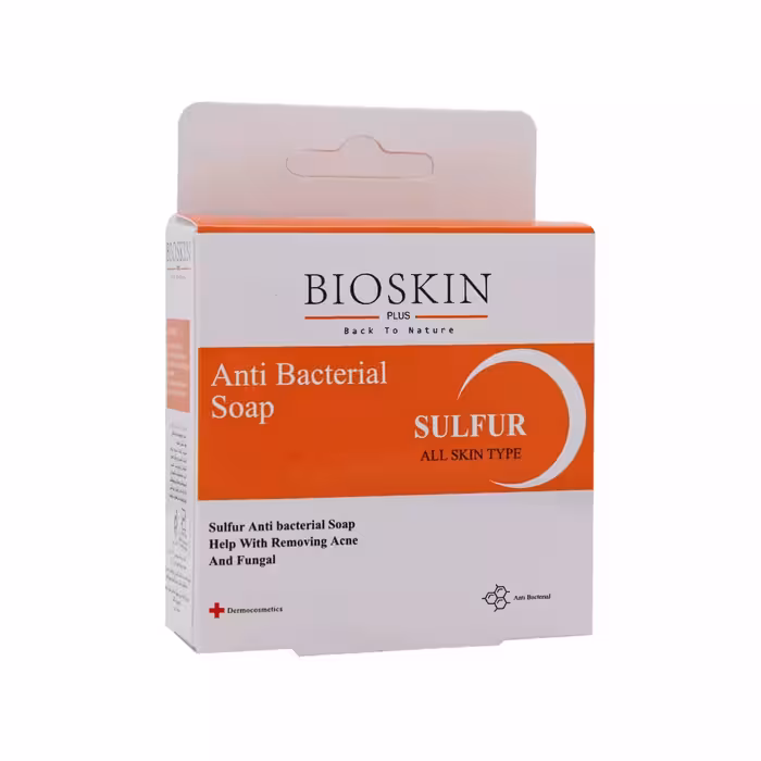 صابون آنتی باکتریال گوگرد مناسب انواع پوست حجم 100 گرم بایو اسکین