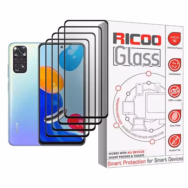 محافظ صفحه نمایش ریکو مدل Ricoo Glass MIX004 مناسب برای گوشی موبایل شیائومی Redmi Note 11 بسته چهار عددی
