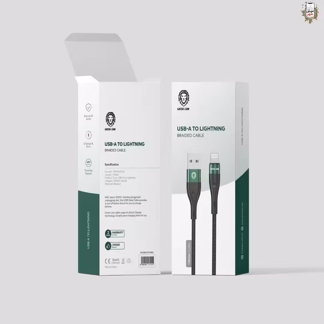 کابل USB-A به لایتنینگ گرین Green USB-A to Lightning braided cable