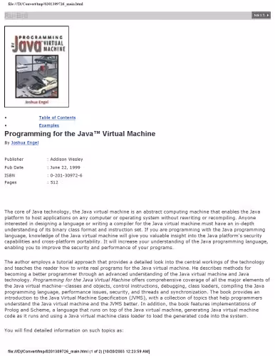 خرید و دانلود نسخه کامل کتاب Programming for the Java (TM) Virtual Machine