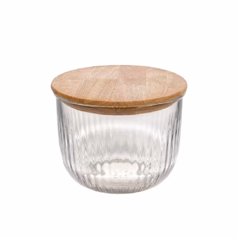 ظرف شیشه ای گرد در چوبی 1.8 لیتر لیمون کد 2177