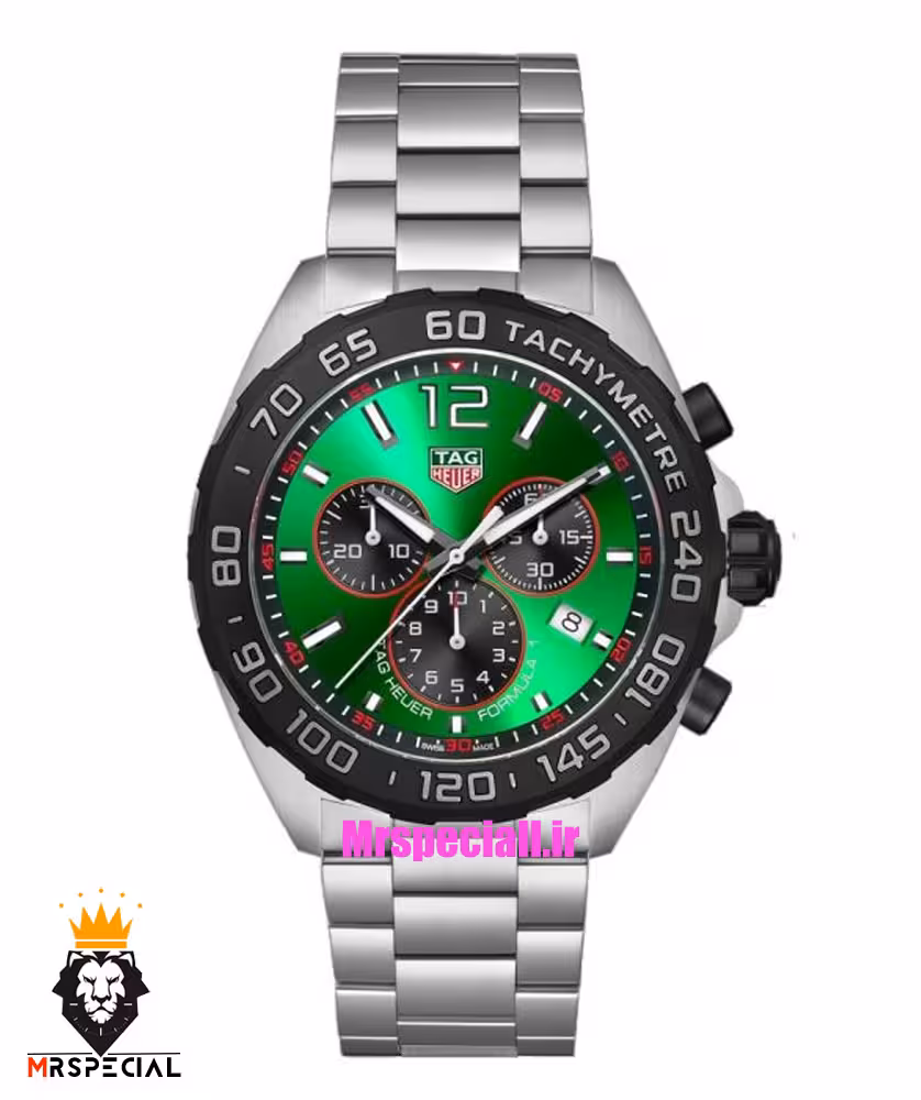 ساعت تگ هویر مدل فرمول 1 بند استیل کرنوگراف صفحه سبز TAG HEUER Formula 1 021246