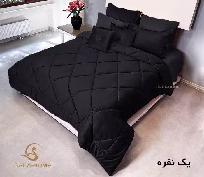 روتختی یک نفره مخمل کالیفرنیا 5 تکه طرح لوزی مشکی