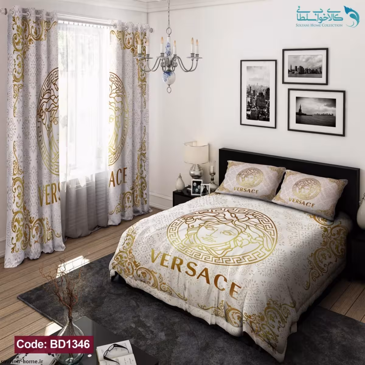 روتختی طرح ورساچه سفید دونفره کد BD1346