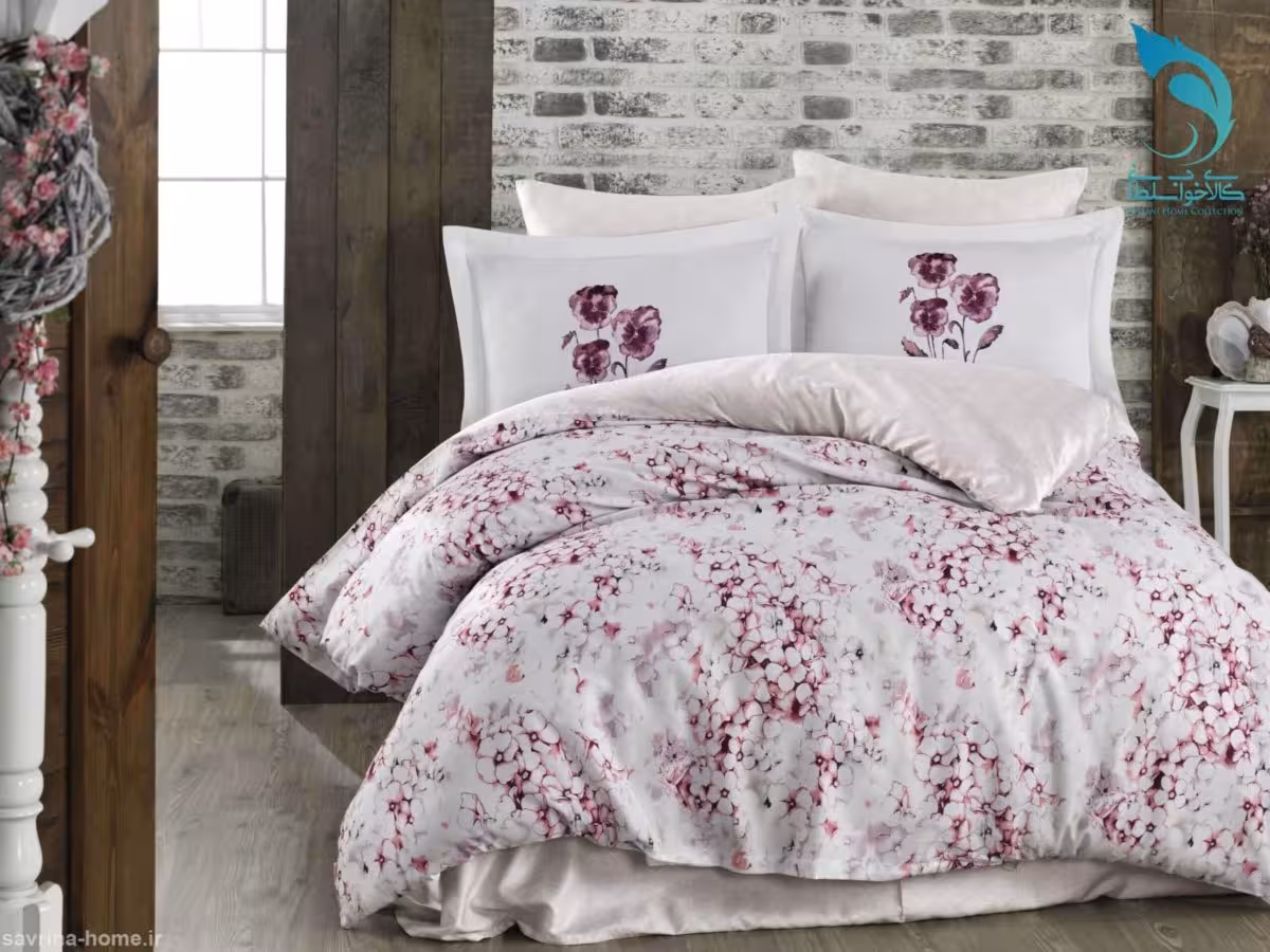 سرویس لحاف روتختی لومانا طرح جیمنا صورتی دونفره سایز کینگ 6 تکه