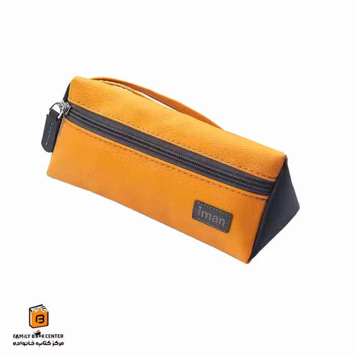 جامدادی سه گوش چرمی خردلی ایمان (iman)