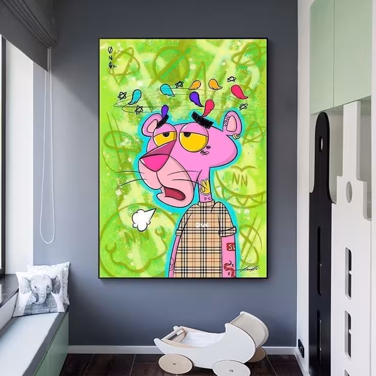 تابلو پلنگ صورتی کد 47