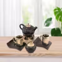 MARKET مارکت کارانا سرویس چایخوری 2 نفره  مشکی طلایی دنیز  8437