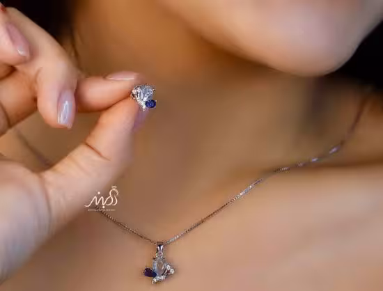 💍نیم ست پروانه (آويز و گوشواره) خاص و زیبا ، نقره عیار 925( N_4342)