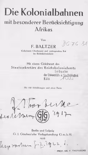 خرید و دانلود نسخه کامل کتاب Die Kolonialbahnen mit besonderer Berücksichtigung Afrikas