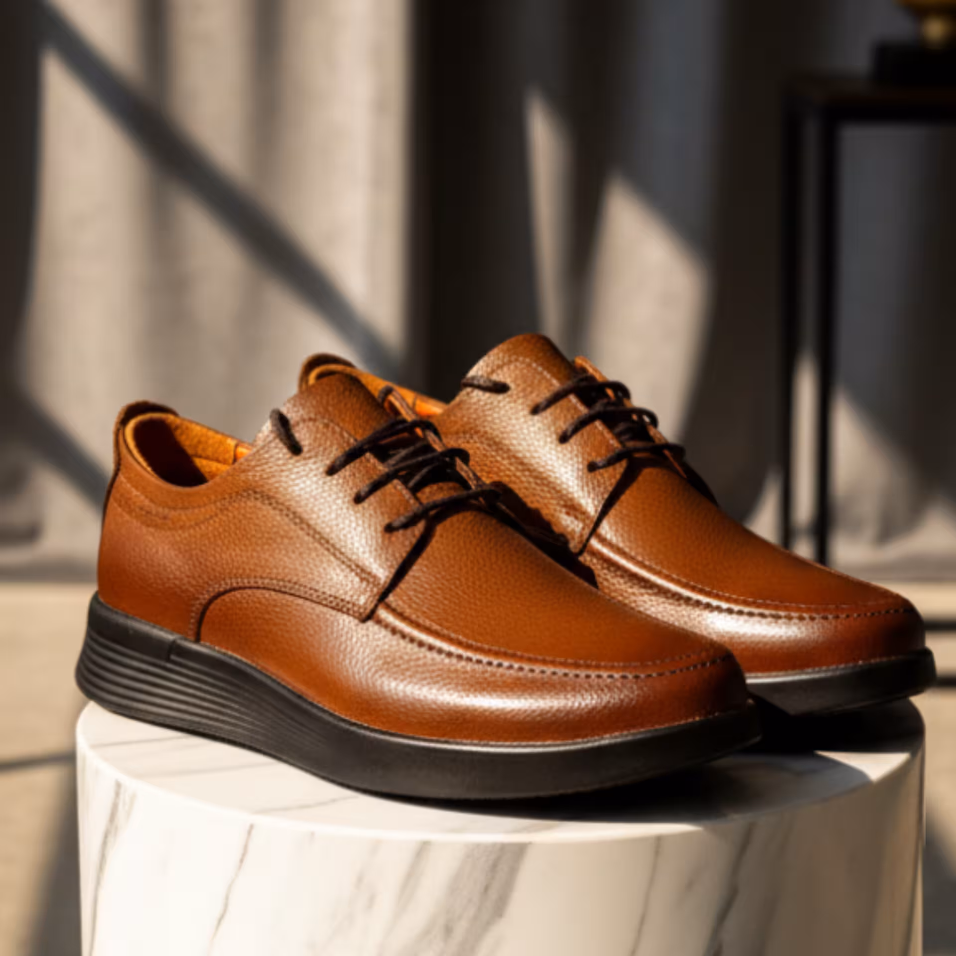 کفش چرم مردانه اسپرت کد SP175TN رنگ عسلی