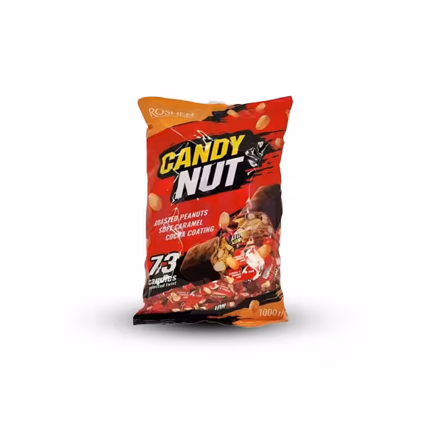 شکلات کندی نات قرمز روشن 1 کیلو با مغز بادام زمینی و کارامل