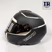 کلاه کاسکت بلوتوث دار فک متحرک تکنو Tekno - مشکی سفید مات   BT12