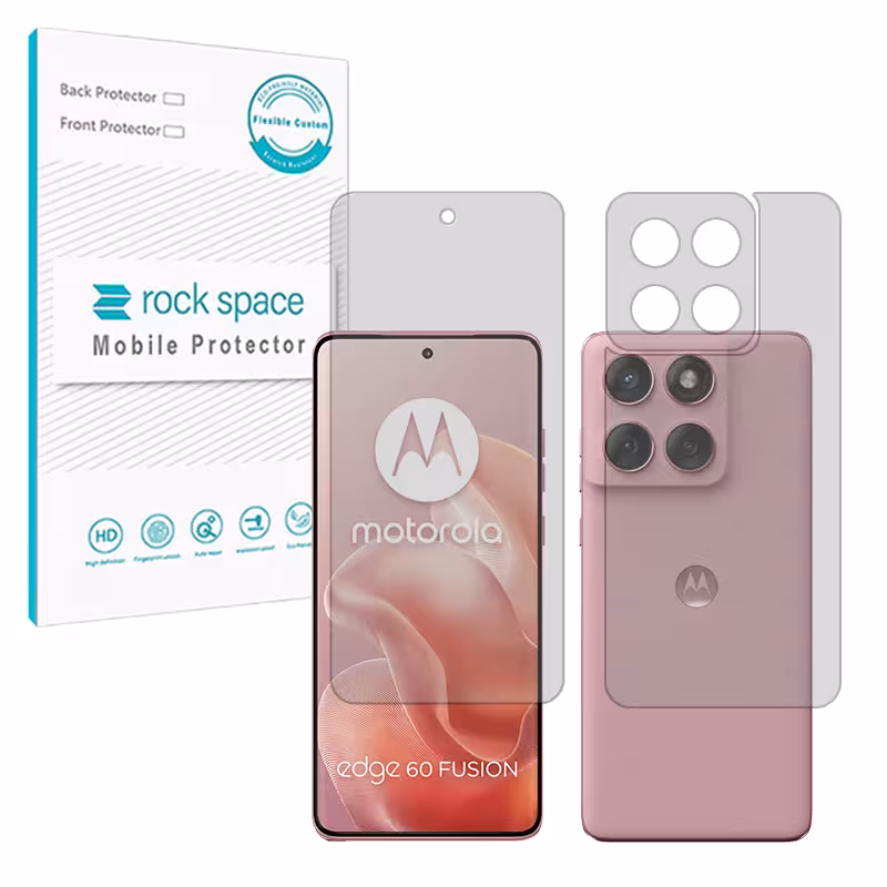 گلس صفحه نمایش و پشت گوشی موتورولا Edge 60 Pro مدل نانو هیدروژل مات برند راک اسپیس کد SS