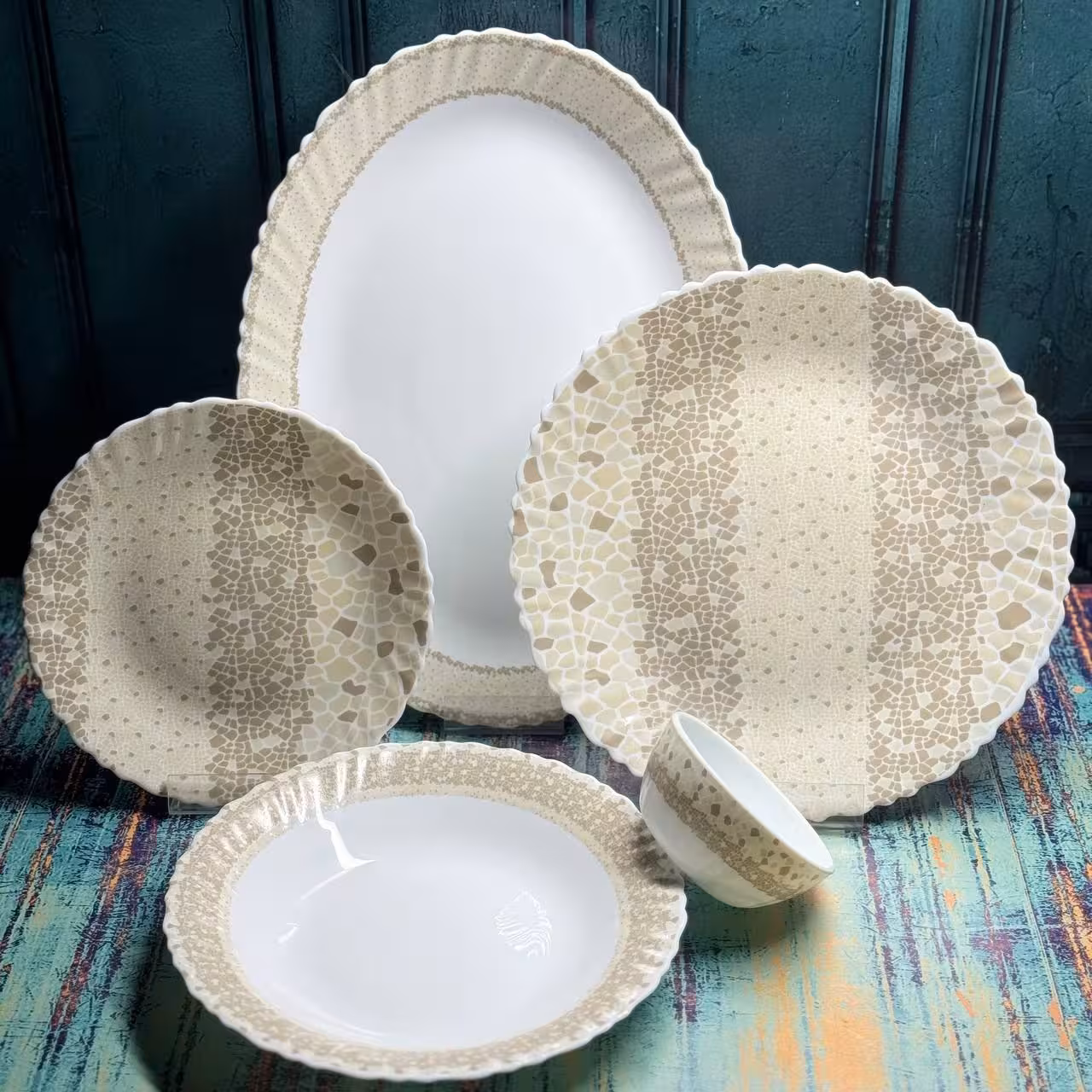 سرویس ارکوپال 6 نفره 25 پارچه دینو مدل لورازیک کرم