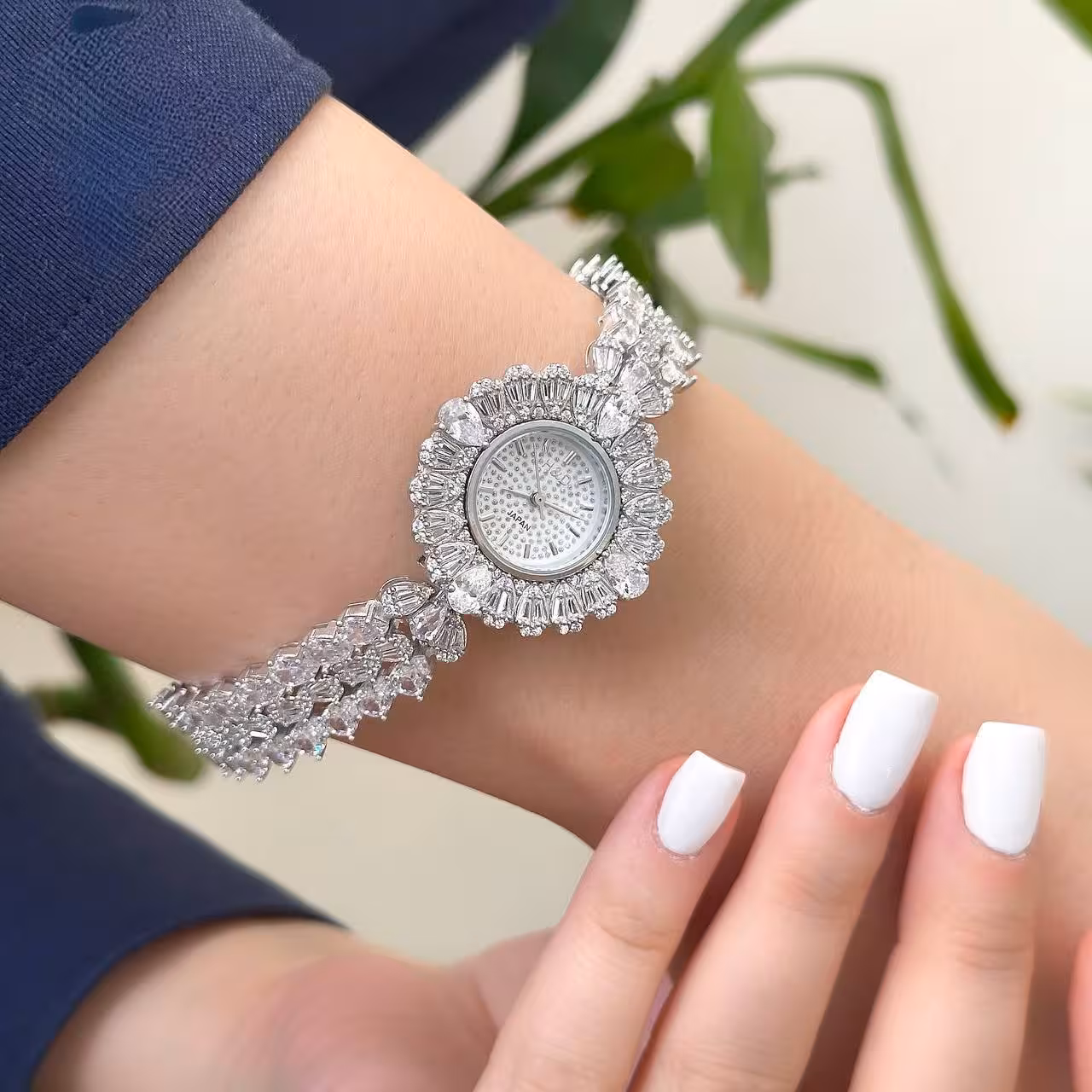 ساعت نقره جواهری زنانه کد 80219
