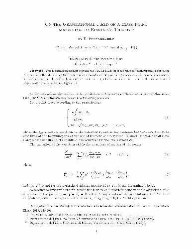 خرید و دانلود نسخه کامل کتاب On the Gravitational Field of a Mass Point according to Einstein’s Theory