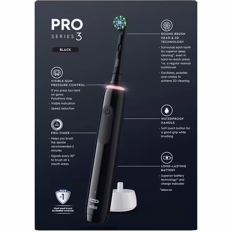 مسواک برقی اورال بی مدل Pro3 3500 | فناوری 3D و سنسور فشار 360 درجه