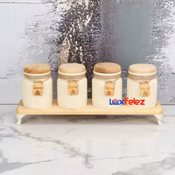 پا سماوری عروس نوین مدل گرد شیاردار چهار تکه