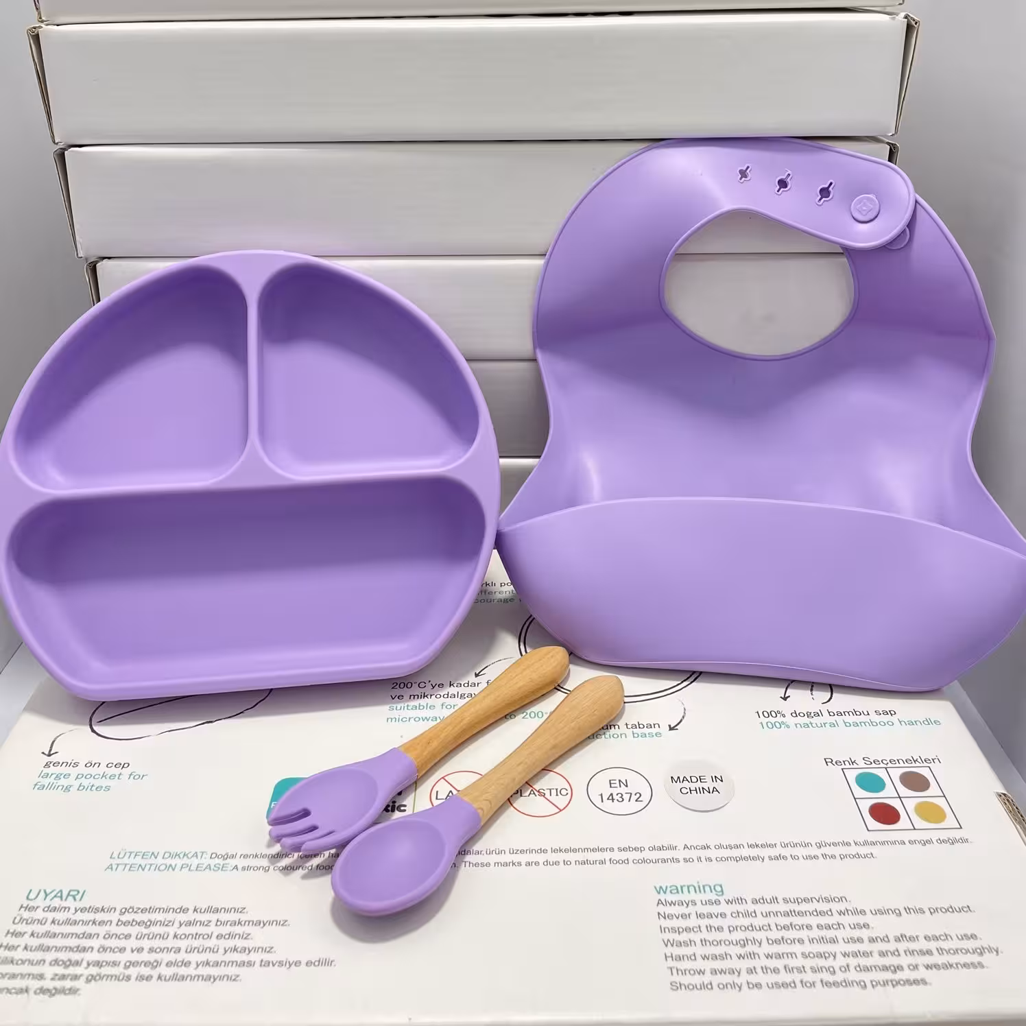 ظرف غذاخوری نوزاد و کودک سیلیکونی 4 تیکه نشکن و بدون مواد شیمیایی